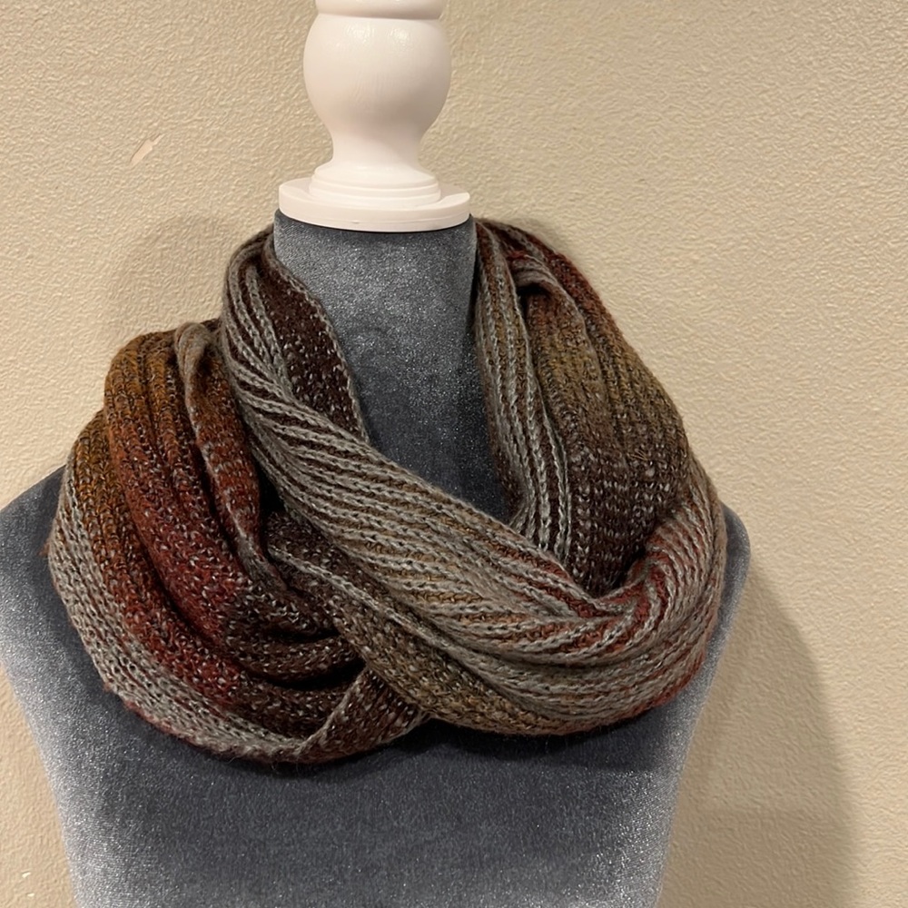 Maroon/gray/rust/brown infinity scarf
